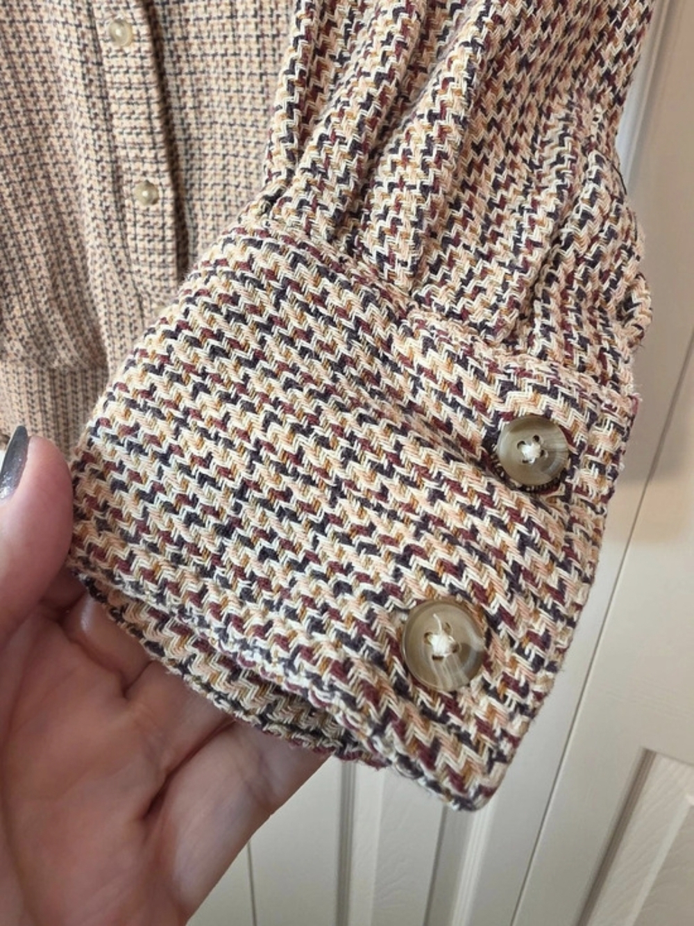 Free People We The Free Freddie Menswear Shirt Oversized Plaid High Low EUC SZ M - Picture 4 of 5